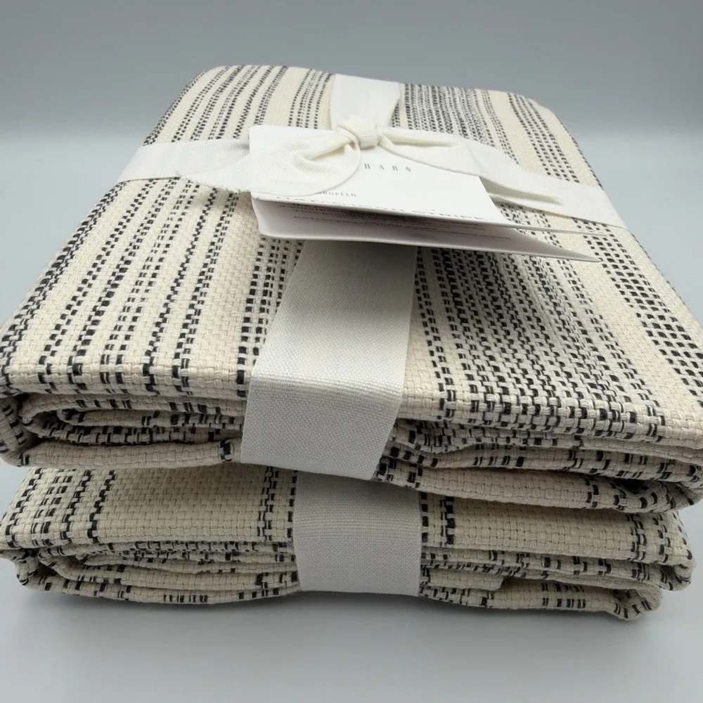 Pottery Barn Hawthorn Pin Striped EURO Shams Charcoal Gray Taupe Set Of 2 NEW